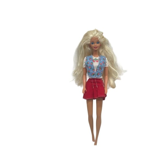 1994 Shoppin' Fun Barbie Doll w/ Pleated Red Skirt, Strawberry Shirt Vintage 11” - Picture 1 of 13